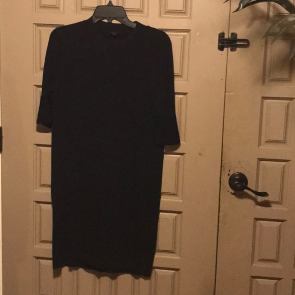 COS Ruffled Sleeve, Black Knit Short Sleeve, Kneelength Crew - Picture 1 of 1